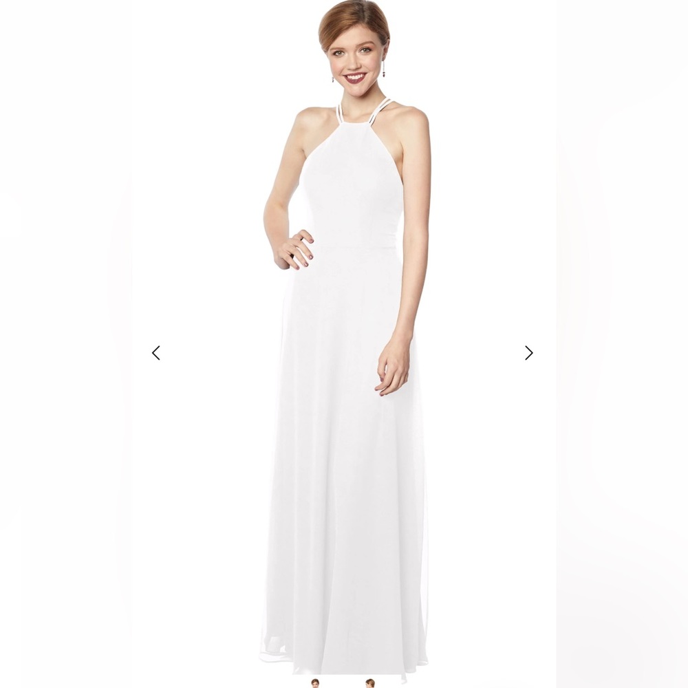 Bill Levkoff- Size 14 Chiffon High Neck A-Line Princess Dress Ivory- style 7131